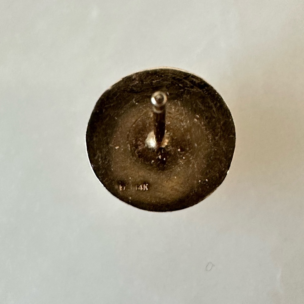 14k Solid Brushed Gold Sand Dollar Stud Earrings - Picture 13 of 16